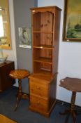 Pine Two Drawer Cabinet with Three Height Shelf To