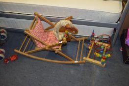 Child's Wooden Rocking Horse and Puzzle Toy