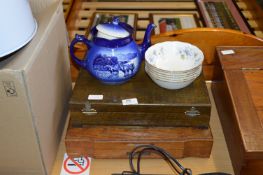 Two Cased Canteens of Cutlery, Teapot and Soup Bow