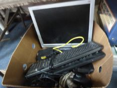 LG Monitor, Two Keyboards, Router, Mice and Bathro