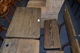 Victorian Pitch Pine Cast Iron Based School Desk