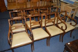 Set of Eight Mahogany with Brass Inlay and Rope Tw