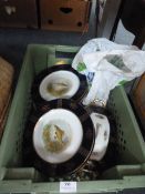 Box Containing Fish Patterned Dinnerware and Cutle