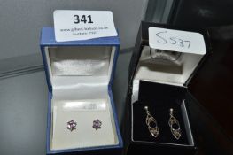 Pair of Sterling Silver Earrings Set with Stones a