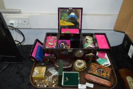 Tray Lot; Jewellery Box and Contents of Costume Je