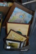 Box Containing Assorted Small Framed Prints