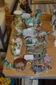 Italian Pottery, Donkey and Cart, Vases, etc.
