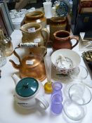 Oak Book Stand, Stoneware Jars, Copper Kettle, Den