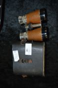 Pair of Leather Bound Binoculars with Case