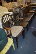 Ercol Windsor Stickback Four Dining Chairs and a C