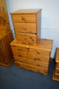 Pine Two over Three Chest of Drawers and a Three D