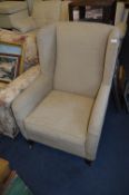 Light Brown Cord Upholstered Wingback Armchair