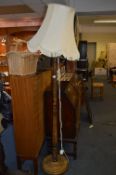 Turned Wood Standard Lamp with Shade