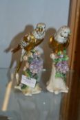 Pair of Painted Pottery Figures - Budgies