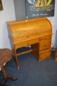 Roll Top Single Pedestal Pine Desk