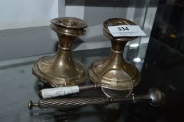 Hallmarked Silver Magnifying Glass, Pair of Candle