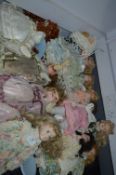 Large Collection of Porcelain Headed Dolls