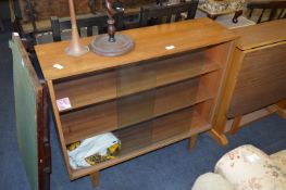 Teak Framed Bookshelf with Sliding Glass Doors