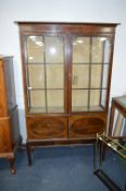 Edwardian Walnut Veneered Display Cabinet on Cabin