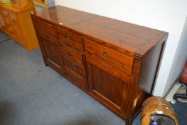 Indian Teak Sideboard with Six Doors and Two Drawe