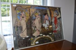 1970's Mucha Printed Mirror