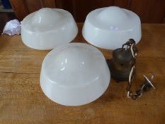 *Three Opalene Lamp Shades and a Brass Fitting