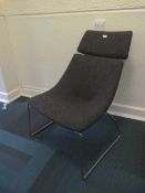 *Grey Upholstered Contemporary Chair on Chrome Frame