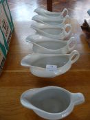 *Six White Ceramic Gravy Boats