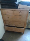 *Solid Oak Two over Three Chest of Drawers