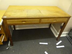 Oak Office Table with Drawers on Four Square Taper
