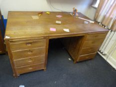 *Solid Oak Double Pedestal Desk