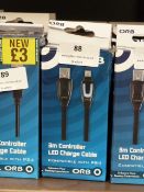 Five Orb 3m LED Charge Cables (PS4 Compatible)