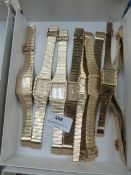 Box of Ten Ladies Yellow Metal Fashion Wristwatche
