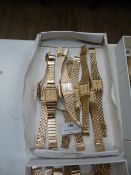 Box of Ten Ladies Yellow Metal Fashion Wristwatche