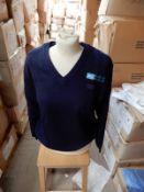 *Box Containing 18 HA40 Navy Blue V-Neck Jumpers Size:Medium