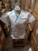 *Box Containing 21 HA3010 White Tunic Tops Size: Medium Regular