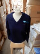 *Box Containing 19 HA40 Navy Blue V-Neck Jumpers Size: Large