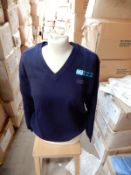 *Box Containing 20 HA40 Navy Blue V-Neck Jumpers Size: XXL