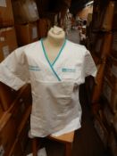 *Box Containing 40 HA2361 White Tunics Size:14 Short