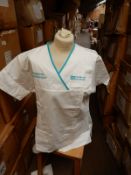 *Box Containing 40 HA2361 White Tunics Size:16 Short