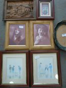 Assorted Prints and a Continental Carved Picture