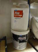 5L Bottle of PVA Glue and a Part Used 6L Tub of Co