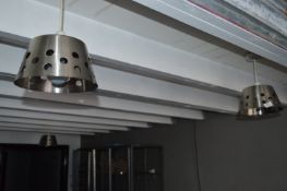 *Three Perforated Stainless Steel Lamp Shades