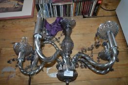 Glass Five Branch Chandelier