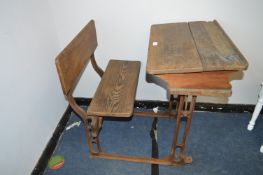 Victorian Cast Iron and Pitch Pine School Desk