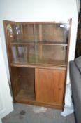 Teak Effect Bookcase with Sliding Glass Doors