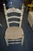 Floral Painted Rush Seated Bedroom Chair
