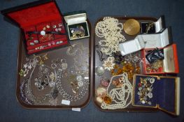Two Trays of Costume Jewellery and Boxes; Necklace