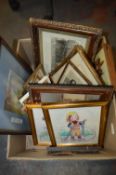 Box Containing Small Prints and Photo Frames