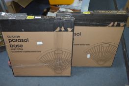 Two Cast Metal 1/4 Parasol Bases